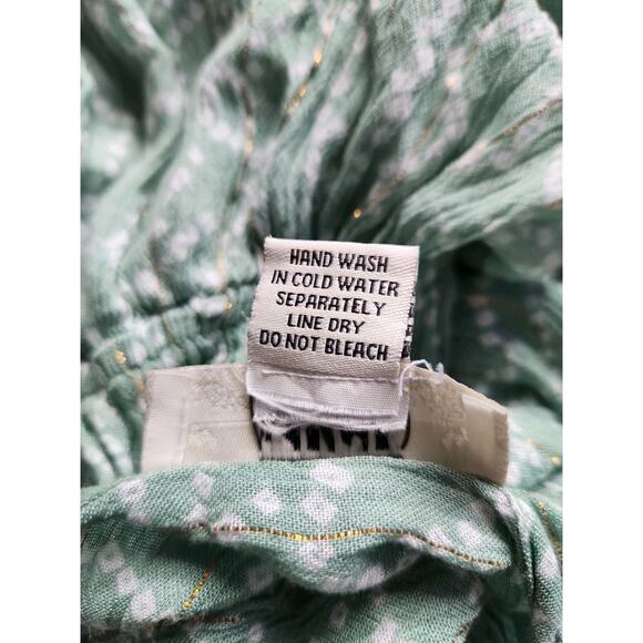 Zury Boho Maxi Dress Sage Green Gold Sequin Embroidered Tassel Tiered OS - Picture 7 of 8